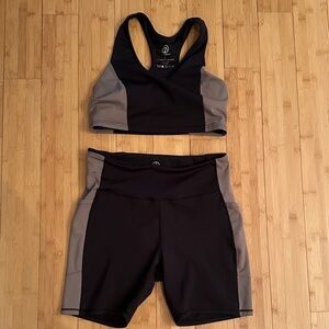 Black & Brown with Athletic Two-Piece Set with Racerback Sports Bra